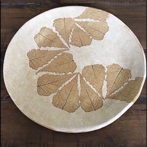 Studio Pottery Pressed Leaves Plate 10.25"